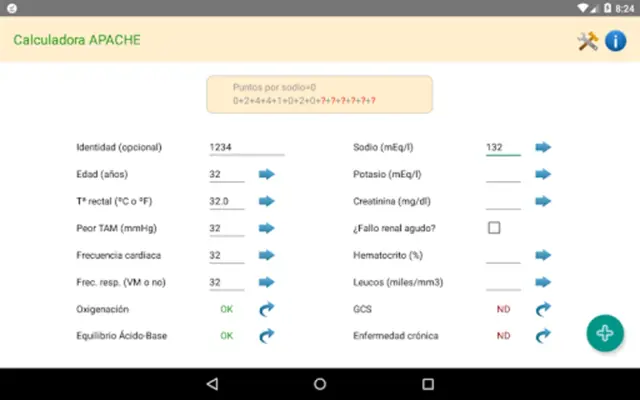 APACHE II Calc android App screenshot 0